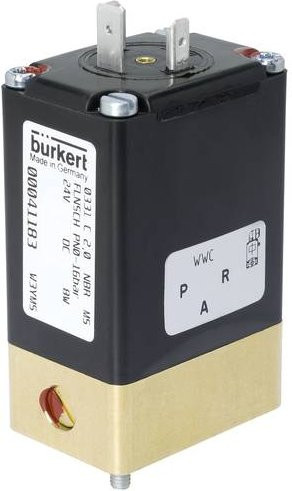 Bürkert Magnetventil 121084 0331 in Schwarz mit 24V Spannung - Bild 1
