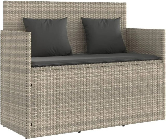 vidaXL Gartenbank aus Polyrattan mit Kissen in Grau - Bild 1