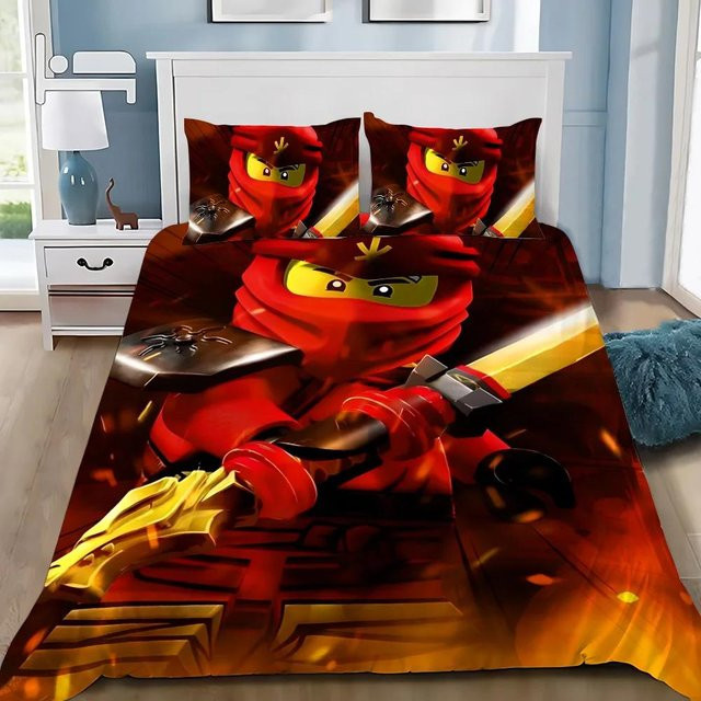 Bettwäscheset mit Cartoon-Motiv für Kinder aus Polyester, bestehend aus Bettbezug und Kissenbezug, Farbe Mehrfarbig/Rot, B/H: 180 x 210 cm - Bild 1