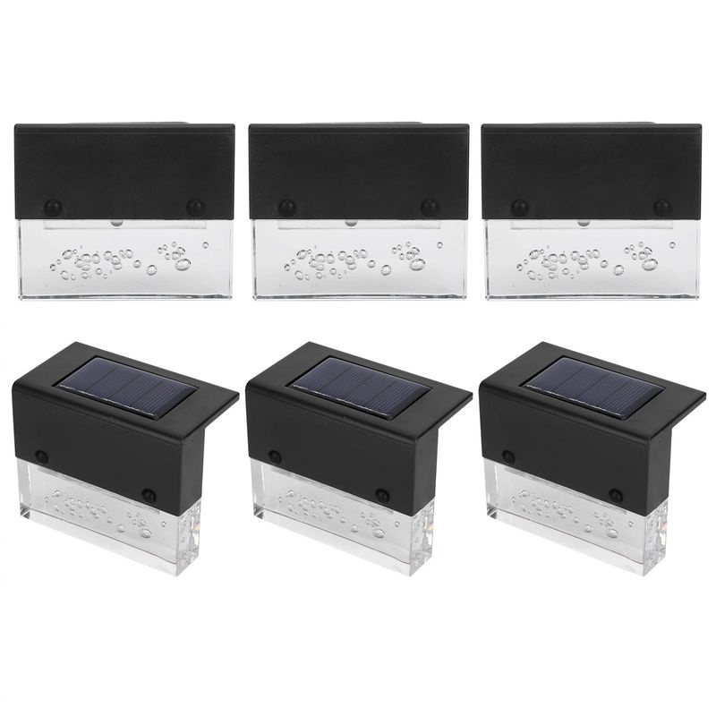 6er Set TOMTOP JMS Solar LED Stufenleuchten mit Farbwechsel RGBW in Schwarz für Garten Balkon Terrasse und Treppe, IP55 wasserdicht - Bild 7