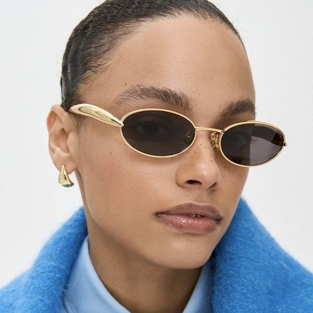 Julyrays Sonnenbrille, oval, Metall, Vollrand, blau, Damen - Bild 1