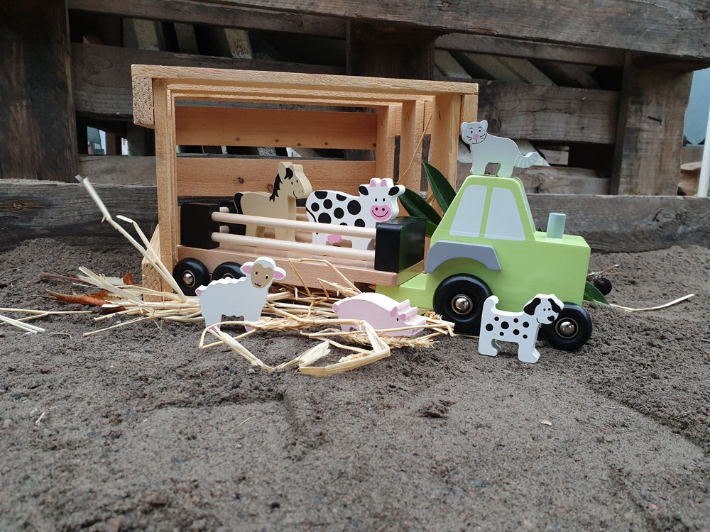 Jabadabado Traktor mit Tieren, Holz, ab 1,5 Jahre - Bild 2