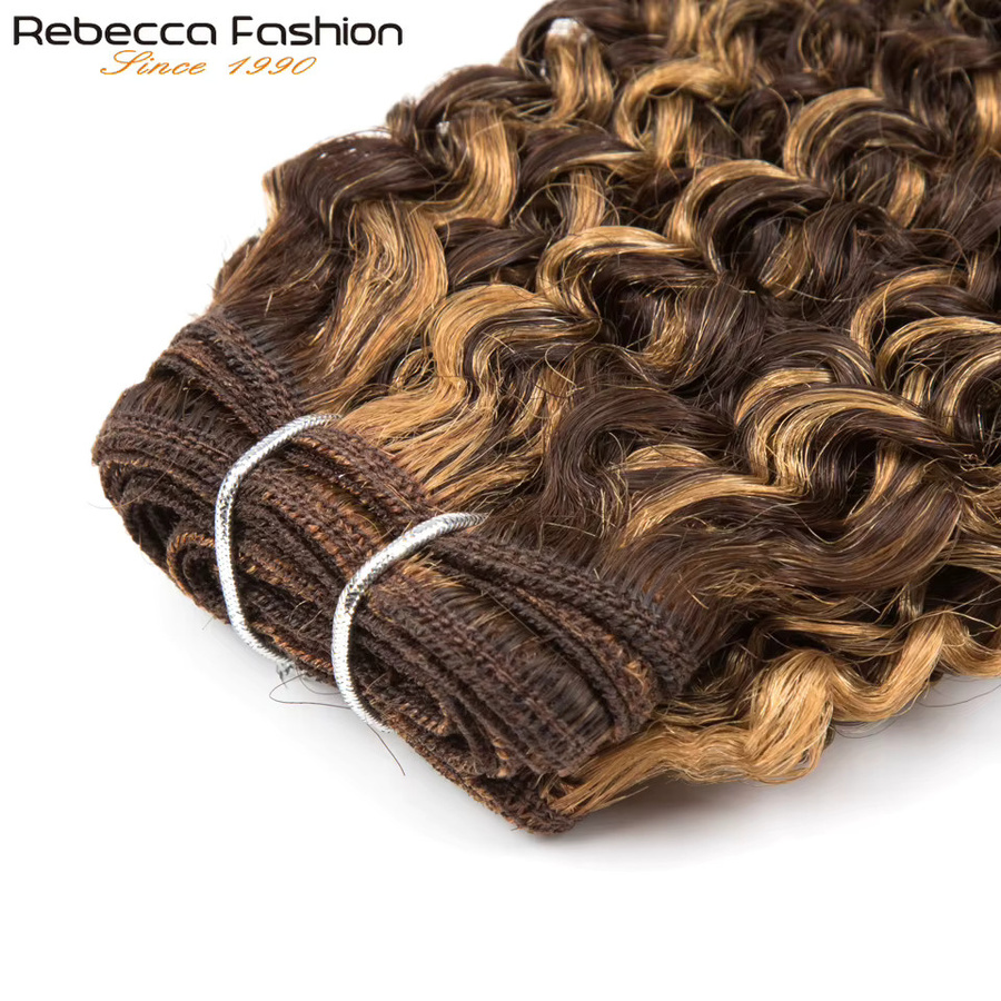 Rebecca Youth Kinky Curl Echthaar-Bündel, 6 Zoll, 5 Stück, P4/27 Highlight - Bild 3