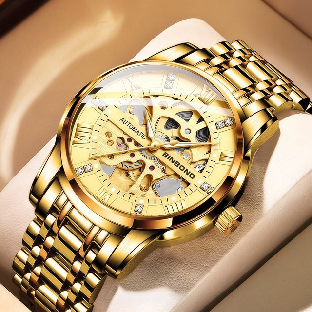 BINBOND Armbanduhr, Automatik, Edelstahl, Gold, Herren - Bild 1
