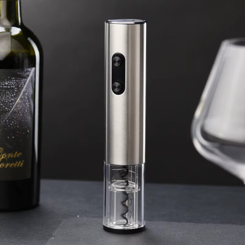 Elektrischer Weinöffner von FLYMUYU aus Edelstahl in Silber mit LED-Licht und Blechschneider - Bild 2