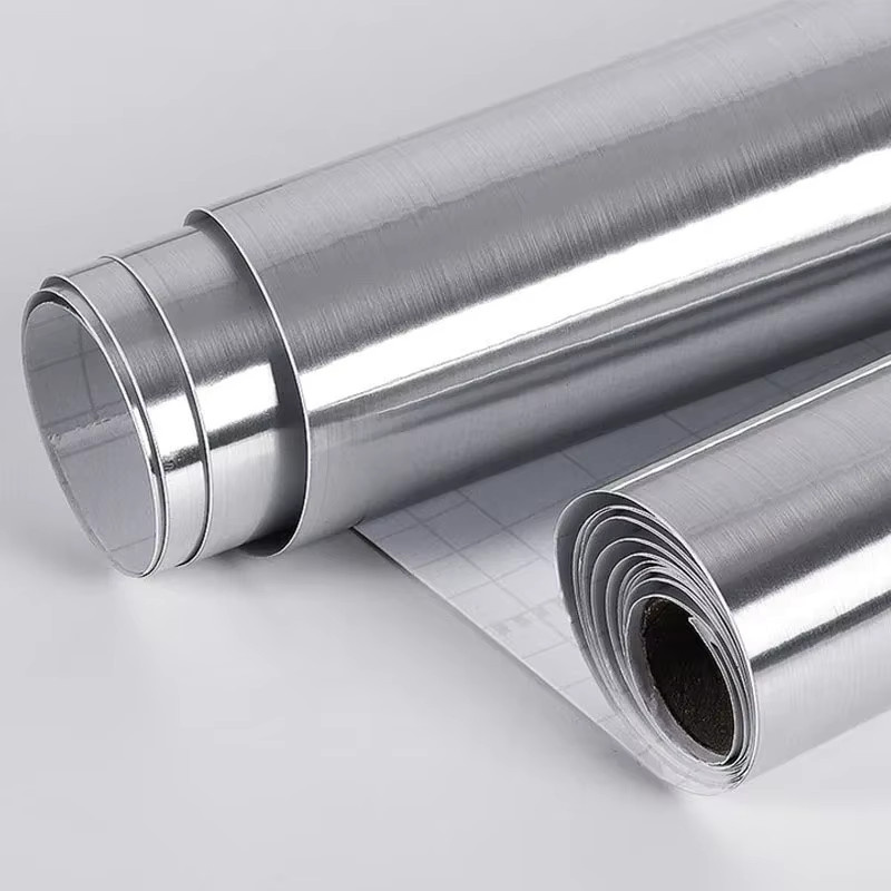 Selbstklebende Wandtapete in gebürsteter Silber-Optik aus Metall für Küche und Wohnzimmer, Breite: 40 cm - Bild 4