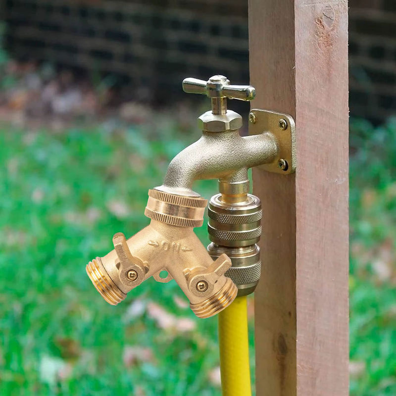 3/4 Zoll 2-Wege-Gartenschlauch-Splitter aus Messing in Gold, Y-Typ Wasserhahnbewässerungsanschluss und Verteiler für den Außenhahn, 3er Set - Bild 4