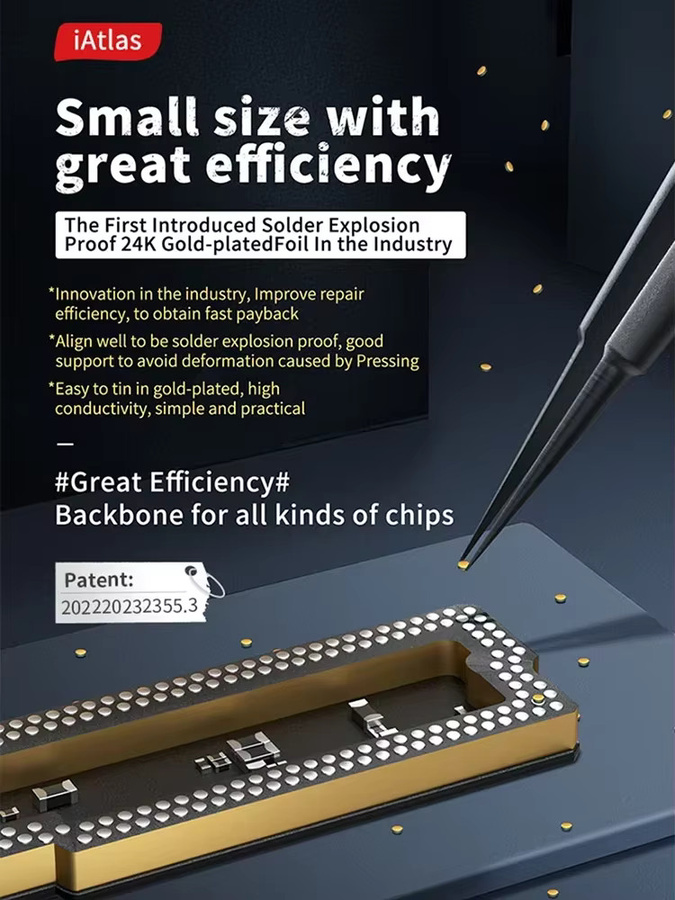 Qianli iAtlas 24k Vergoldete Folien-Dichtung für Handy-Hauptplatinen und Reballing Reparaturwerkzeug in Gold - Bild 4