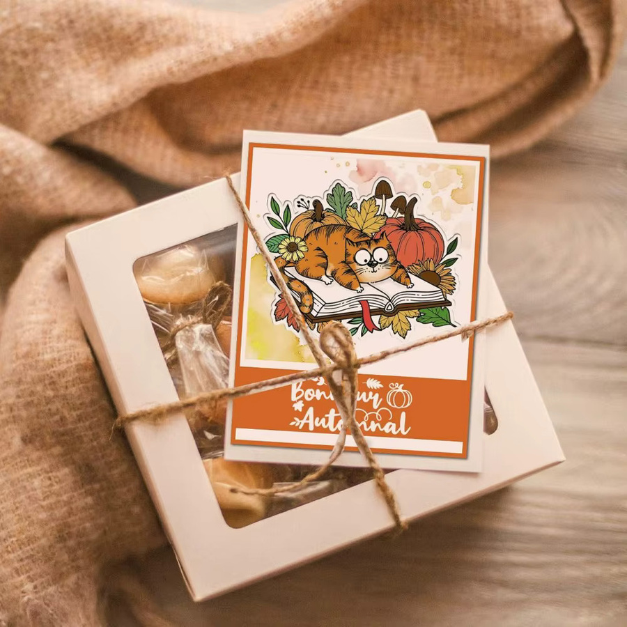 4 herbstliche Silikonstempel Set mit Katzen und Ahornblättern für die Kartenherstellung und Thanksgiving, transparent - Bild 3