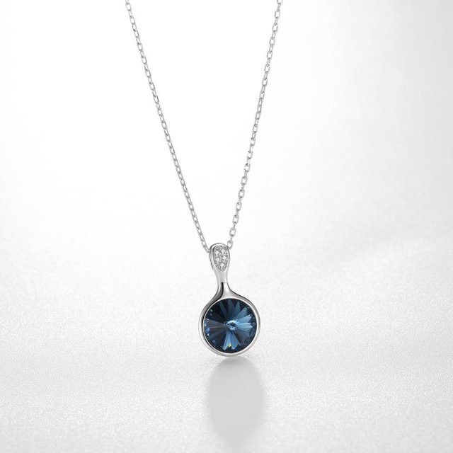 Halskette mit Anhänger, Silber, Blauer Kristall, Damen - Bild 1