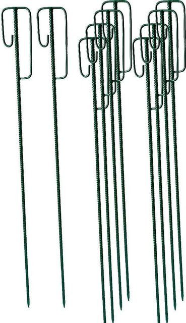 Set aus 10 UVV Absperrleinenhaltern aus Stahl in Grün, Laterneneisen 1200 mm, Durchmesser: 14 mm - Bild 1