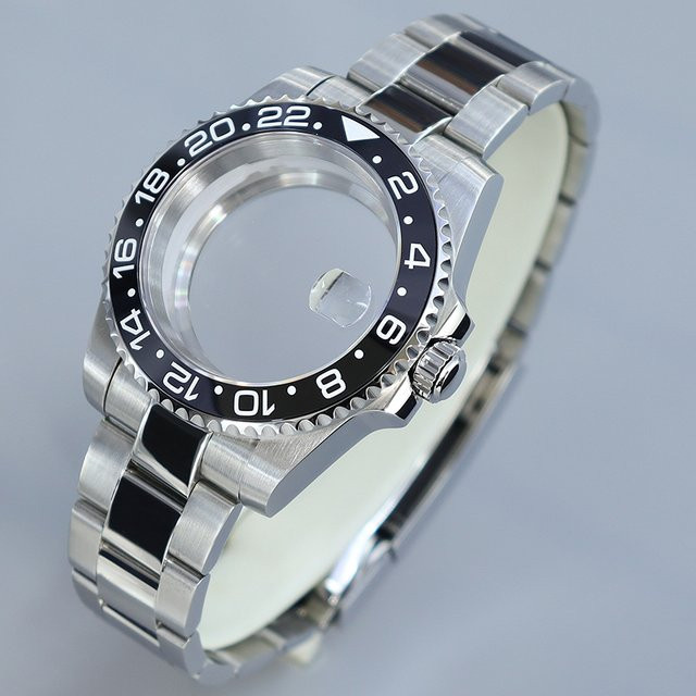 miaozhunke Taucheruhrengehäuse, Edelstahl, Silber, 40 mm, Saphirglas - Bild 1