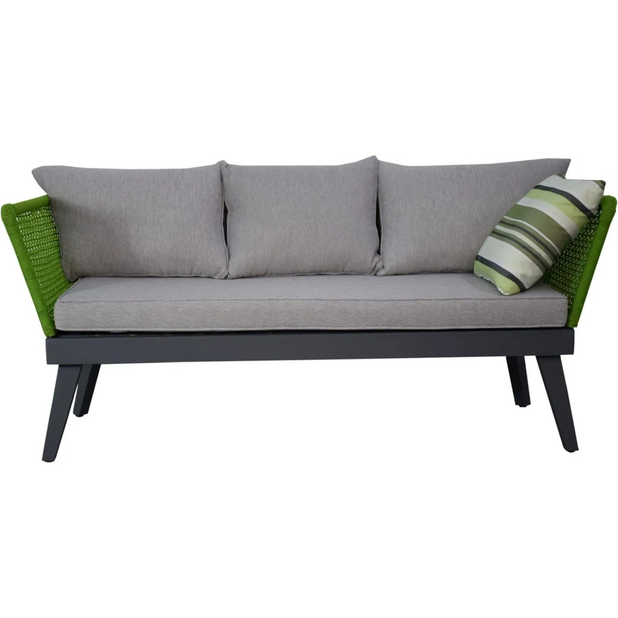 Jet-Line Garten Sofa Cuba in Grau-Anthrazit mit grüner Seilwicklung, B/T/H: 178 x 73 x 73 cm - Bild 2