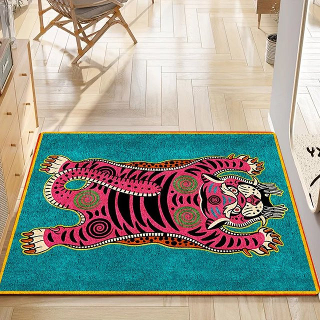 VIKAMA Dekorative Fußmatte mit Vintage-Tiger-Muster in Multicolour - Bild 1
