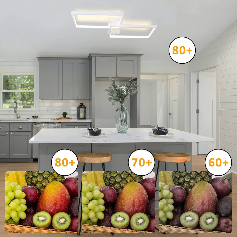 Cliheet LED-Deckenleuchte in Weiß mit Fernbedienung, dimmbar und 3 Farbtemperaturen, modernes 2-Rahmen-Design für Wohnzimmer, Schlafzimmer, Küche oder Arbeitszimmer - Bild 2