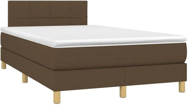 vidaXL Boxspringbett mit Matratze in Dunkelbraun, Hybridbett mit LED-Unterbettbeleuchtung und USB-Ladeport, B/T: 120 x 200 cm - Bild 1