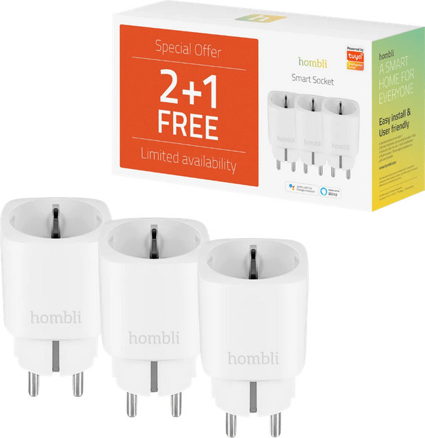 Hombli Smart Plug Wi-Fi Smarte Steckdose Weiß 3er-Pack - Bild 1