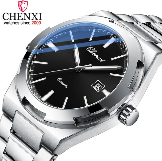 CHENXI Armbanduhr Quarz, Edelstahl, Blau, Herren - Bild 1