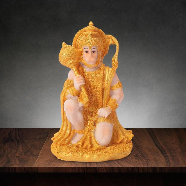 Kesoto Hanuman Figur Gold Handgefertigte Affengott Skulptur für Meditation und Tempeldekoration - Bild 1