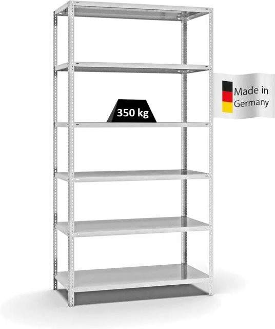 PROREGAL Heavy-Duty Fachbodenregal mit Schraubsystem, Lichtgrau, H x B x T: 250 x 130 x 60 cm, 6 Ebenen, beidseitig nutzbar - Bild 1