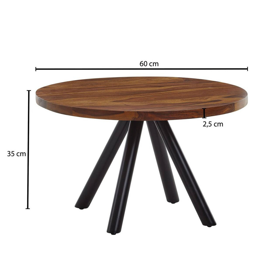 Moderner Couchtisch aus braunem Sheeshamholz mit abgerundeten Ecken B/H/T: 60 x 35 x 60 cm - Bild 3
