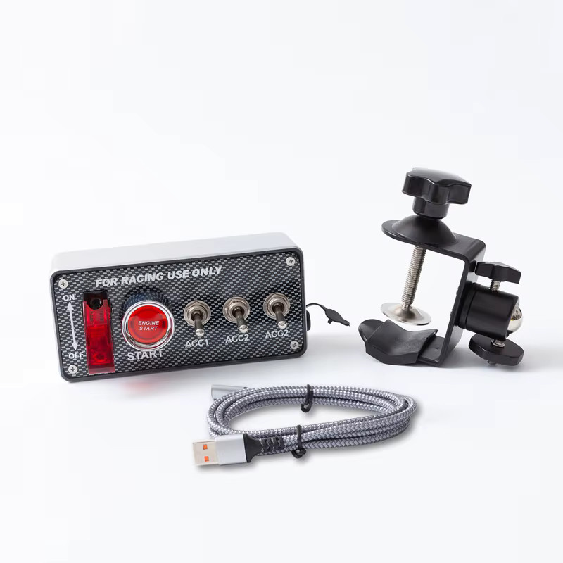 BlueFishSim Zündschalter-Panel für PC-USB-Simulatoren in Schwarz und Silber für Rennspiele wie ETS2, ATS, Assetto Corsa und ACC - Bild 6