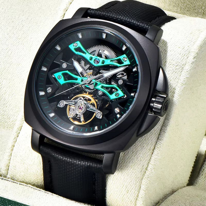 PAGANI DESIGN Armbanduhr, Automatik, Skeleton, 40 mm, Herren, Black green - Bild 3