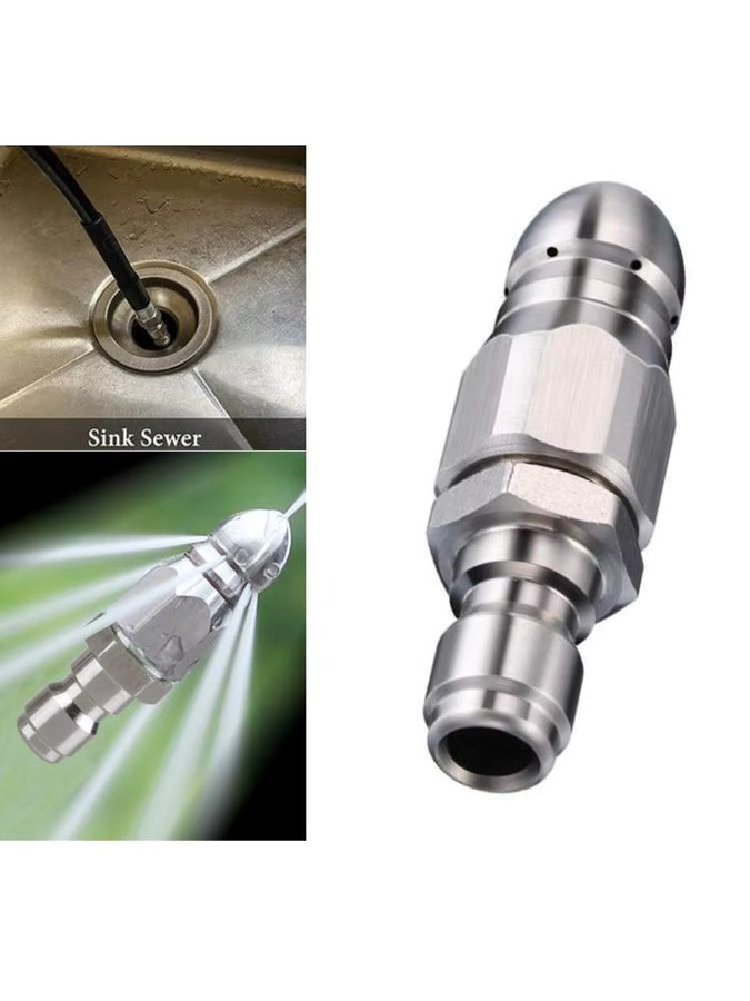 DAZZLEEX Kanalisations-Jetter Düse für 1/4 Zoll Hochdruckreiniger mit 5000 PSI, Silber - Bild 5