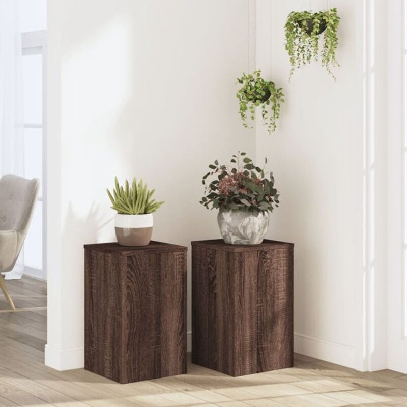 Vidaxl Pflanzenständer 2er Set aus Holzwerkstoff in Braun Eiche, H x B x T: 50 x 30 x 30 cm - Bild 1