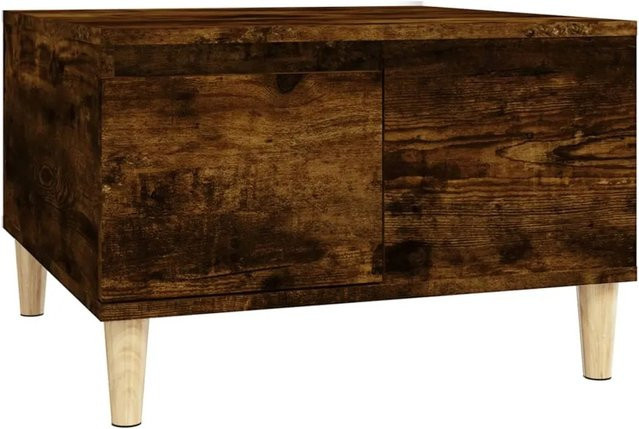 vidaXL Couchtisch aus Eukalyptus-Massivholz in Räuchereiche, quadratisch, B/T/H: 55 x 55 x 36,5 cm - Bild 1