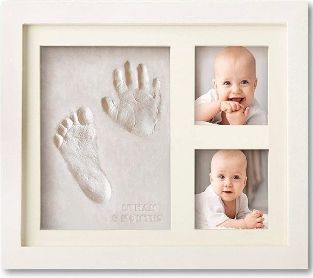 DIY Baby Meilenstein Set zur Erstellung von Hand- und Fußabdruck-Abdrücken mit Tonmasse in Weiß - Bild 1