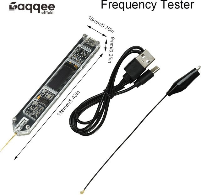 Gaqqee Frequenztester mit 0,91 Zoll OLED-Display, DC 5 V, 200 Hz bis 100 MHz, Hochpräziser Frequenzmesszähler mit USB-C Anschluss - Bild 1