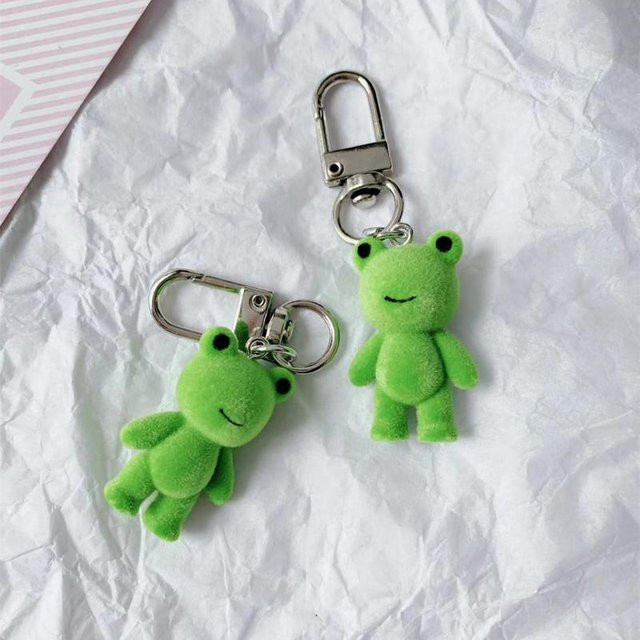 Velishy Schlüsselanhänger, 3D-Flockfrosch, beflocktes Froschpaar, Unisex - Bild 1