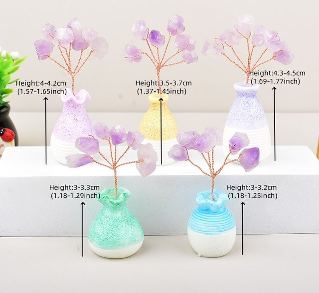 RYCRYSTAL Amethyst Kristallbaum in Flasche, handgemachtes Boho-Deko-Ornament in Lila für Reiki und Heilung - Bild 1