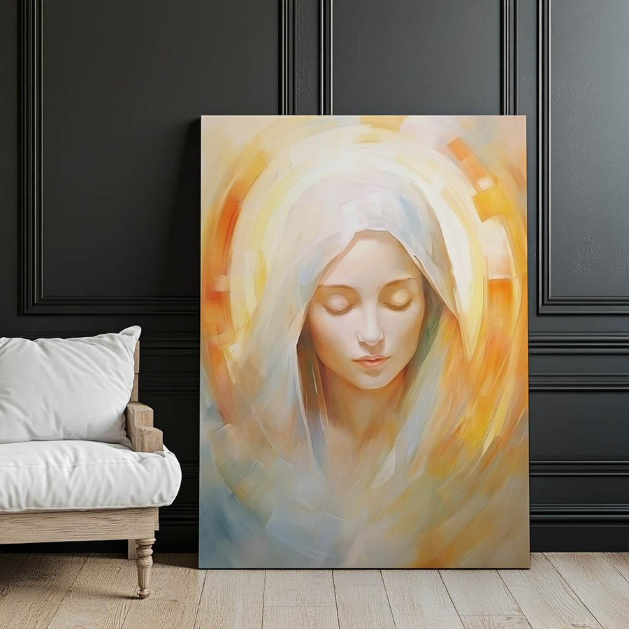 Maria Göttliche Gegenwart der Mutter Wandbild im schwarzen Aluminiumrahmen, B: 30 cm, H: 40 cm - Bild 3