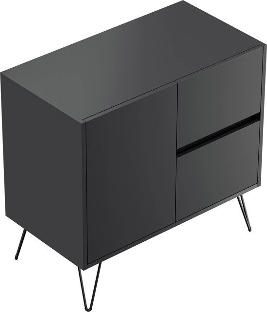 Posseik Sideboard Industrial C in Grautönen mit 2 Schubladen und 1 Tür, Breite: 80 cm - Bild 1