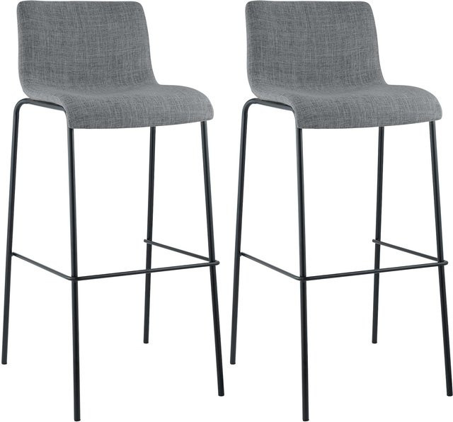CLP Barhocker 2er Set Hover mit Lehnen in Grau, stapelbare Barstühle mit Stoffbezug und Metallgestell, bis 150 kg belastbar - Bild 1