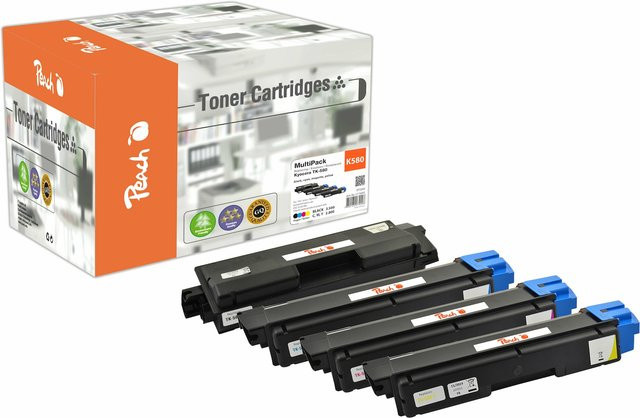 Peach K580 Toner-Set für Kyocera TK-580, wiederaufbereitet, 4 Farben (Schwarz, Cyan, Magenta, Gelb) kompatibel mit Kyocera ECOSYS P 6021cdn und Kyocera FS-C 5150DN - Bild 1