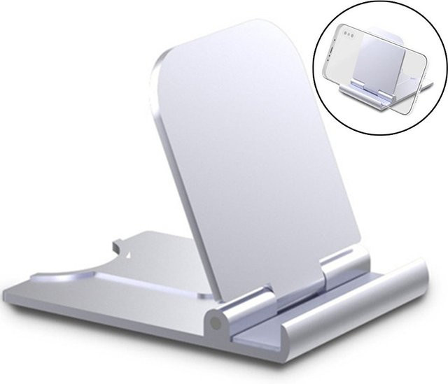 STONEGO Tragbarer faltbarer Telefonständer in Silber – Universeller Mini-Halter für Handy und Tablet am Desktop - Bild 1