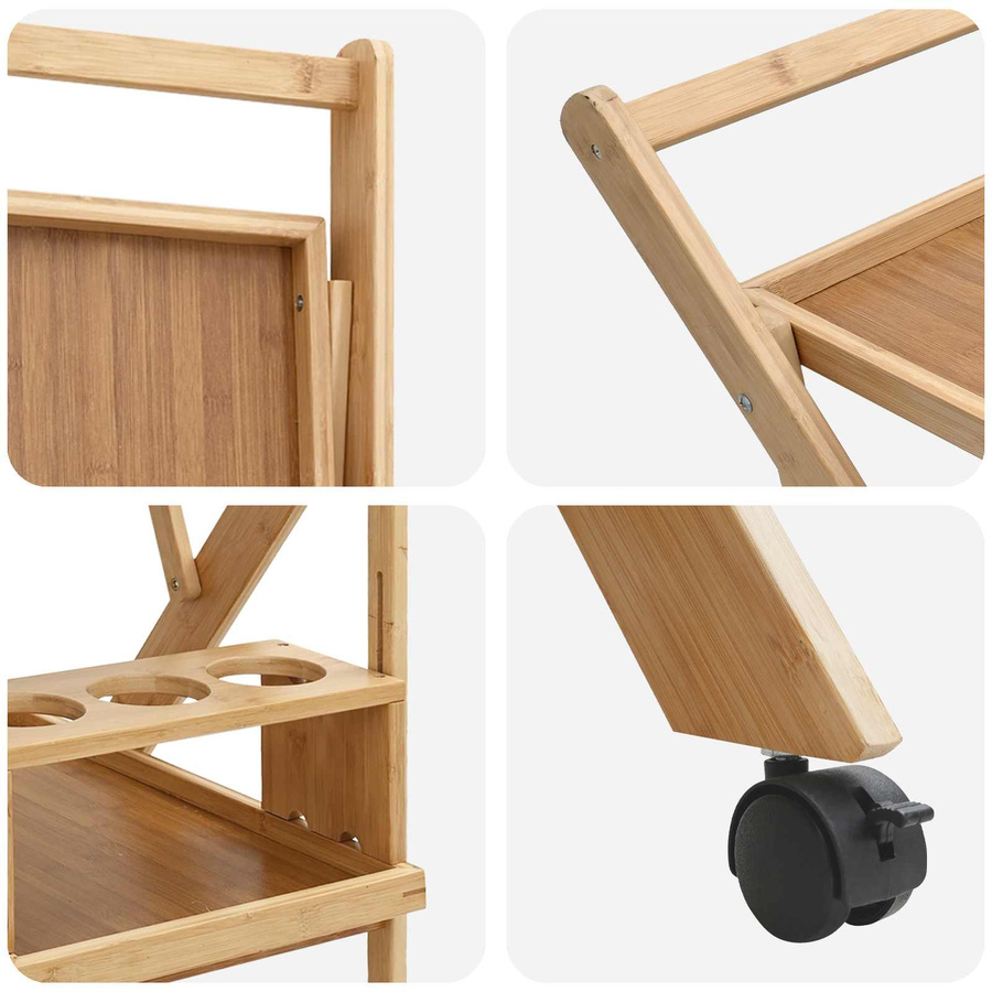 Küchenwagen aus Bambus von VD Home Furnishing in Hellbraun, B/T/H: 65 x 40,5 x 76,5 cm - Bild 3