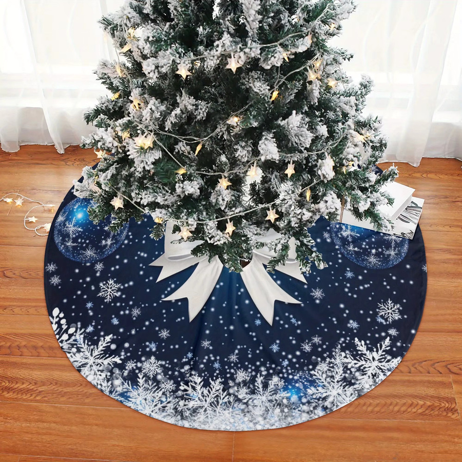 VIKAMA Weihnachtsbaumrock mit Schleife und Schneeflocken in Blau - Bild 2