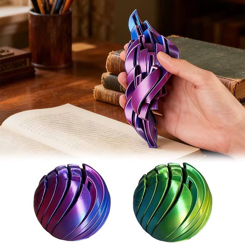 Twistsphere Schleimball-Fidget-Spielzeug, 3D-gedruckt, mit Getriebe-Design - Bild 1