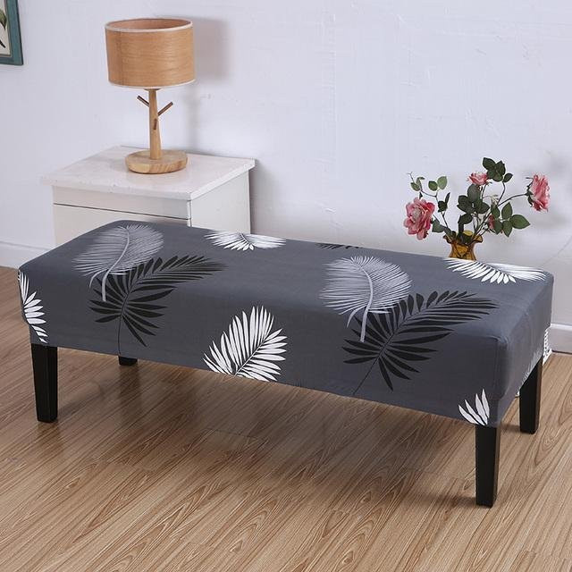 Elastischer Sitzbankbezug mit Grafikprint in Grau, Waschbare Schutzhülle für Klavierbänke und Sofas, B/T/H: 80 x 40 x 30 cm - Bild 1