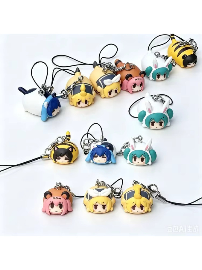 Bandai Chibi-Figuren Anime-Set Hatsune Miku Kaido Rin Suzu, Schlüsselanhänger, Kunststoff - Bild 4