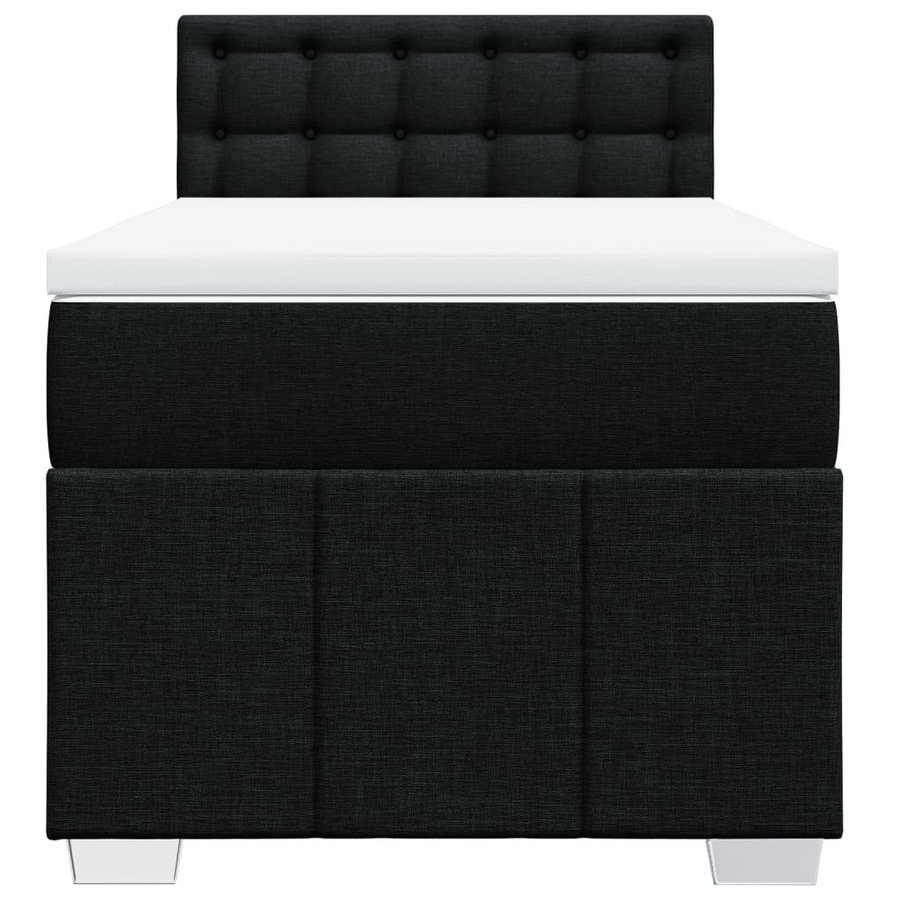 vidaXL Boxspringbett mit Matratze Schwarz aus Stoff mit USB-Anschluss und Unterbettbeleuchtung B/T/H: 90 x 190 cm - Bild 4