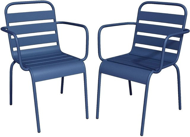 Vente-unique Gartenstuhl Mirmande aus Metall in Marineblau, stapelbar, Höhe: 56 cm - Bild 1