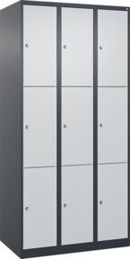 C+P Schließfachschrank Classic PLUS mit 3 Abteilen in Anthrazit und Lichtgrau, B/T/H: 90 x 50 x 185 cm - Bild 1