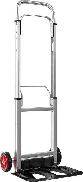 HOMCOM Klappkarre aus Aluminium mit verstellbarem Teleskopgriff, Tragfähigkeit 90 kg, Silber und Schwarz - Bild 1