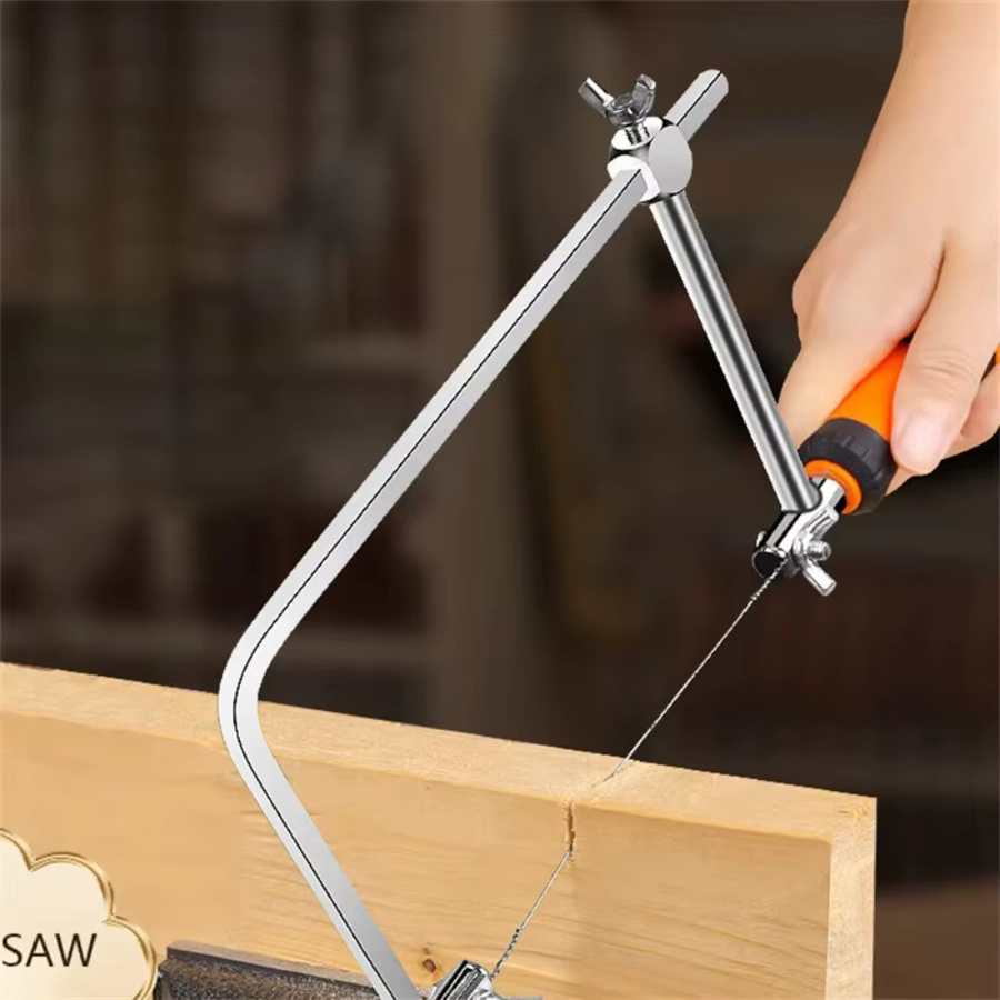 Skeyo Einstellbarer Sägebogen in U-Form mit 5 Sägeblättern für Holzbearbeitung und Schmuckhandwerk, Silber - Bild 2