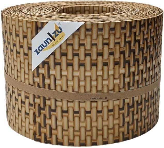 zaun zu Sichtschutzstreifen Rattan für Doppelstabmatten UV-beständig Stroh 10 x 2,55 m - Bild 1